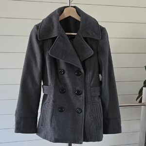 George Charcoal Double-Breasted Peacoat